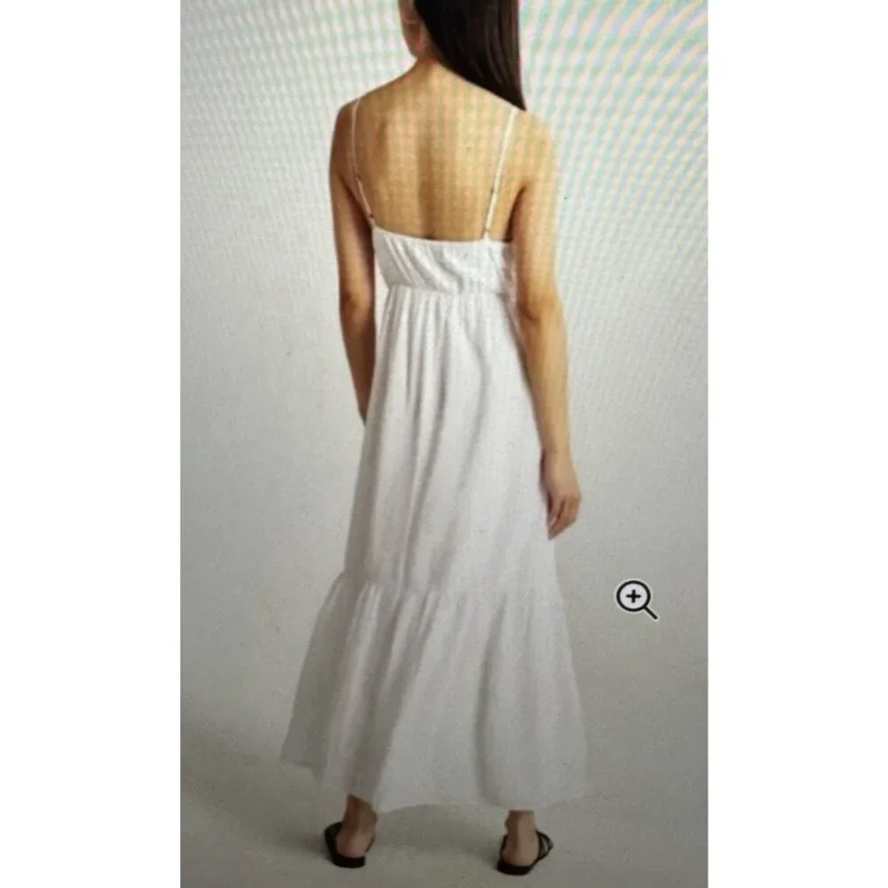 Abercrombie & Fitch XL Tiered Maxi Dress Cut Out White Pockets Lined Graduation